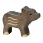 Holztiger plastic free wooden young boar animal toy on a white background