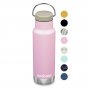Klean Kanteen 12oz insulated narrow classic stainless steel water bottle on a white background