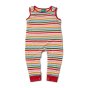 Little Green Radicals childrens eco-friendly rainbow striped dungarees on a white background