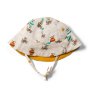 Little green radicals childrens organic cotton reversible take to the skies sun hat on a white background