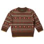 LGR brown autumn foxes jumper with repeat pattern of soft red foxes and white pattern. white background