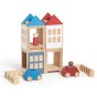 Lubulona eco-friendly beech wood town toy set stacked up on a white background