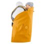 Mamalila Softshell All-Rounder Mustard Babywearing Cover with baby on the back on a white background