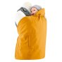 Mamalila Softshell All-Rounder Mustard Babywearing Cover with baby on the front on a white background