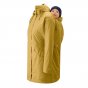 Mamalila Dublin Babywearing Rain Coat in Mustard. A sustainably made babywearing rain coat in mustard yellow. Side view, with baby carrying  insert at back. White background. 