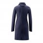Mamalila Eco Wool Oslo Babywearing Coat in Navy. A navy blue organic boiled wool winter babywearing coat. Rear view, collar down, without insert. White background.  