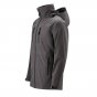 Mamalila Shelter Men's Babywearing Rain Jacket in Anthracite. Side view of this men's technical babywearing rain coat without the baby carrier insert. White background 
