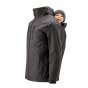 Mamalila Shelter Men's Babywearing Rain Jacket in Anthracite. Side view of this men's technical babywearing rain coat with the baby carrier insert on the back. White background 