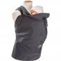 Mamalila Babywearing Shelter Cover in ice grey including baby and babycarrier. White background