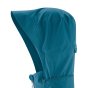 Close up of the hood on the Mamalila womens outdoor adventure babywearing jacket on a white background