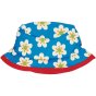 kids blue sun hat with the anemone print and red trim from maxomorra