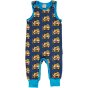 Maxomorra childrens organic cotton dungarees in the bulldozer print on a white background