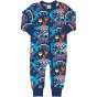 Maxomorra organic cotton childrens long sleeve romper suit in the fairground print on a white background
