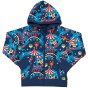 Maxomorra childrens organic cotton reversible zip hoodie in the fairground print on a white background