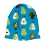 Maxomorra childrens organic cotton beanie hat in the pear print on a white background