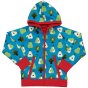 Maxomorra childrens organic cotton zip hoodie in the pear print laid out on a white background