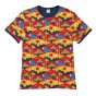 colourful organic cotton men's fit t-shirt with the savanna print and navy trim from maxomorra