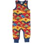 colourful organic cotton dungarees with the savanna print and navy trim from maxomorra