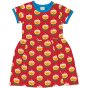 Maxomorra organic cotton short sleeve childrens spin dress in the tulip print on a white background