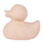 Oli and carol plastic free rubber duck toy in the nude colour on a white background