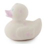 Oli and carol eco-friendly natural rubber duck in the pink dots colour on a white background