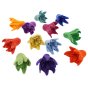 12 Papoose handmade felt rainbow daffodils scattered on a white background