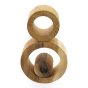 3 Papoose solid wooden nesting tube toys stacked in a tower on a white background
