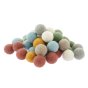 Papoose handmade soft rainbow felt earth balls piled on a white background