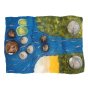 Top view of the Papoose handmade childrens felt estuary playmat on a white background