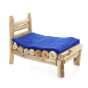 Papoose toys handmade wooden woodland miniature bed on a white background