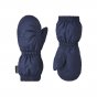 Little childrens Patagonia insulated navy winter snow mittens on a white background