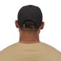 Close up of man facing backwards wearing the Patagonia eco-friendly P-6 label trad cap on a white background