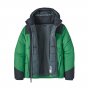 Kids Patagonia insulated recycled nylon puffer jacket in nettle green on a white background