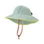Front of the Patagonia childrens trim brim sun hat in the lite distilled green colour on a white background