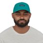 Man stood on a white background wearing the Patagonia adults borealis green airshed hat