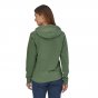 Woman stood backwards wearing the organic cotton pastel p6 hoody on a white background