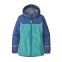 Patagonia childrens 3L waterproof torrentshell jacket in the iggy blue colour on a white background