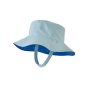 Reverse side of the Patagonia childrens eco-friendly sun bucket hat in bayou blue on a white background