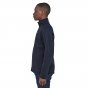 Man stood sideways wearing the Patagonia eco-friendly navy better sweater autumn fleece on a white background