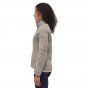 woman stood sideways wearing the Patagonia recycled polyester better sweater jacket on a white background