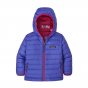 Childrens reversible Patagonia waterproof winter coat on a white background