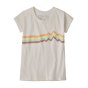 Front of the Patagonia kids regenerative organic cotton graphic t-shirt in birch white on a white background