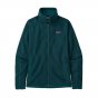 Patagonia recycled polyester better sweater womens jacket in dark borealis green on a white background
