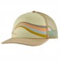 Picture of the Patagonia women's slider hat in tan (front view). Picture background is white.