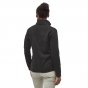 Woman stood backwards wearing the Patagonia black thermal knit sweater jacket on a white background