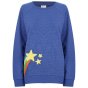 blue organic cotton sweatshirt with a fabulous shooting star with a rainbow tail applique from piccalilly