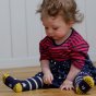 Piccalilly Blue + White Stripe Baby Crawler Leggings