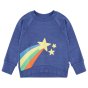 blue organic cotton sweatshirt with a fabulous shooting star with a rainbow tail applique design on the front from piccalilly