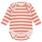 Piccalilly Spicy Orange Organic Cotton Stripe Baby Bodysuit on a white background
