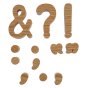 Reel wood eco-friendly plastic free punctuation blocks set laid out on a white background